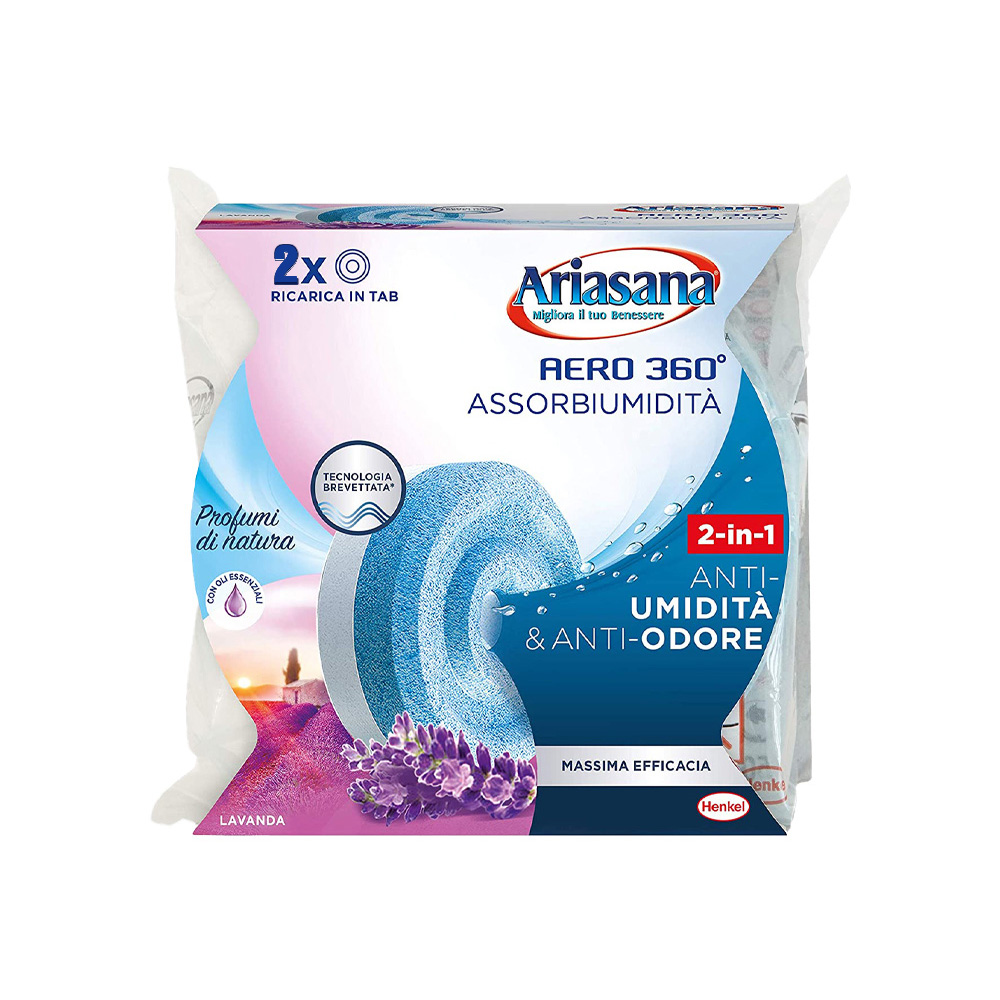 Ricariche Assorbiumidità Aero 360° Tab Lavanda ARIASANA 2x450 gr